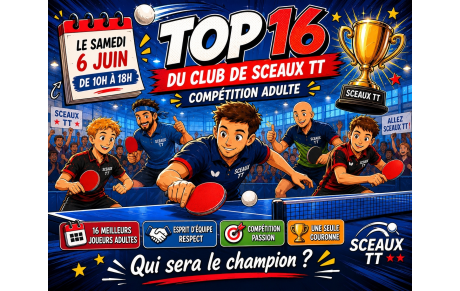 Top 16 adultes 6 juin 10h-18h